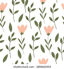 Vector floral pattern with cute  flowers