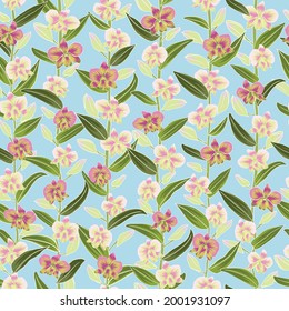 Vector floral pattern design with orchids. Suitable for textile, scrapbooking and wallpaper projects. Designed by Daania at deeyana83*yahoo.com
