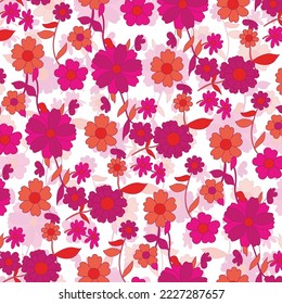 vector floral pattern design for print or background, red and orange pattern flowers 