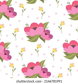 Vector floral pattern design. Seamless background. Spring flowers texture 