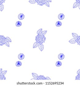 Vector floral pattern in doodle style with flowers