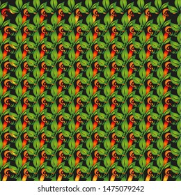 Vector floral pattern in doodle style with flowers and leaves. Gentle, spring floral background. - Vector