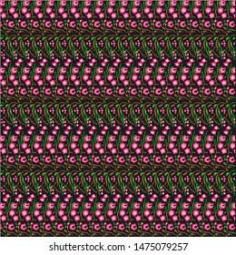 Vector floral pattern in doodle style with flowers and leaves. Gentle, spring floral background. - Vector