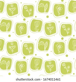 Vector floral en estilo doodle con flores. Tender, fondo floral primaveral. Vector de material.