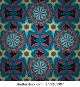 Vector floral pattern in doodle style with flowers and leaves. Gentle, spring floral on pink, blue and neutral colors. Vector illustration.