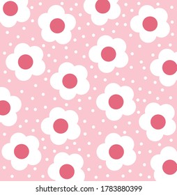 Patrón vectorial floral en estilo doodle sobre fondo rosa