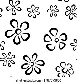 Vector floral pattern in doodle style. Seamless vector spring floral background.