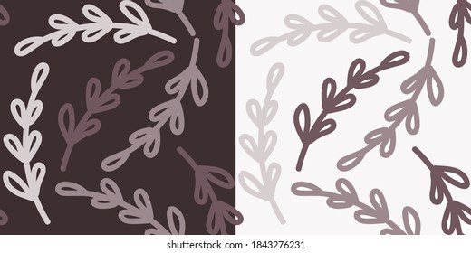 Vector floral pattern in doodle style with lights. Delicate spring floral background. Wallpaper set.