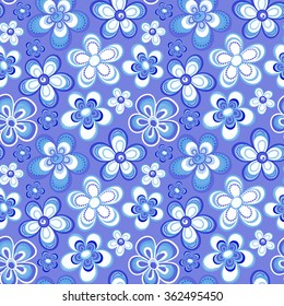 Vector floral pattern in doodle style with flowers. Gentle, spring floral background.