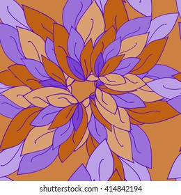 Vector floral pattern in doodle style with flowers and leaves. Gentle, spring floral background.