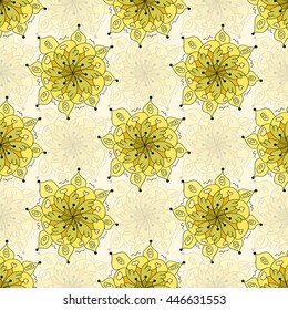 Vector floral pattern in doodle style with flowers. Gentle, spring
