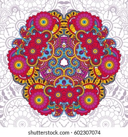 Vector floral pattern in doodle style with flowers and leaves. Gentle, spring summer floral background