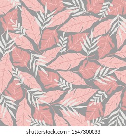 Vector floral pattern with exotic leaves.