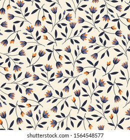Vector floral pattern with exotic leaves. Botanical abstract pattern. Vector design