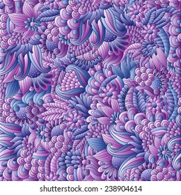 Vector floral pattern with  fantasy plants and flowers, pattern can be used for wallpaper, pattern fills, web page background, surface textures 