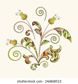 Vector floral pattern with  fantasy plants and flowers, pattern can be used for wallpaper, pattern fills, invitation