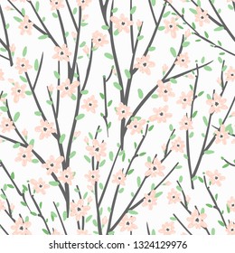 Vector floral pattern with flowers and branches. Gentle, spring floral background.