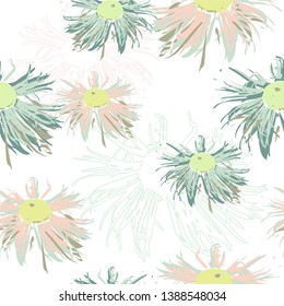 Vector floral pattern with flowers. Gentle, spring floral background. 
