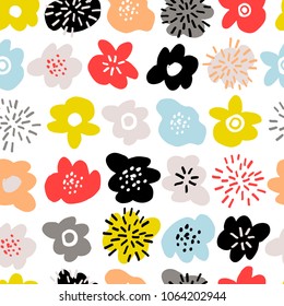 Vector floral pattern with flowers and leaves. Gentle, spring background for your design.