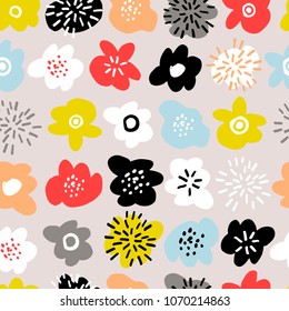 Vector floral pattern with flowers and leaves. Gentle, spring background for your design.