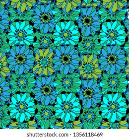 vector floral pattern with flowers and leaves.
 - Vector