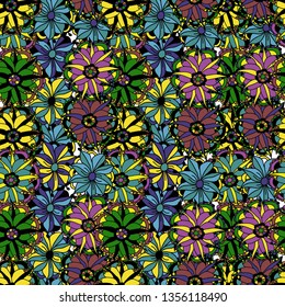 vector floral pattern with flowers and leaves.
 - Vector