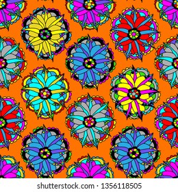 vector floral pattern with flowers and leaves.
 - Vector