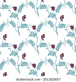 Vector floral pattern with flowers and leaves. Gentle, spring floral background.