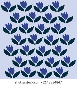 Vector floral pattern with flowers and leaves.