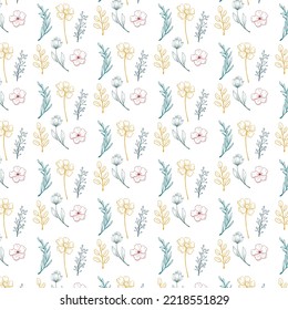 Vector floral pattern with flowers and leaves
