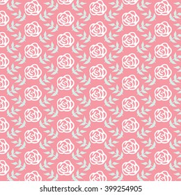 Vector floral pattern with flowers and leaves. Gentle, spring floral background.