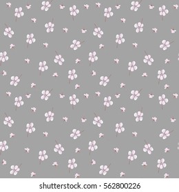 Vector floral pattern  with flowers and leaves. Gentle, spring floral background.