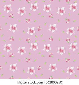 Vector floral pattern  with flowers and leaves. Gentle, spring floral background.