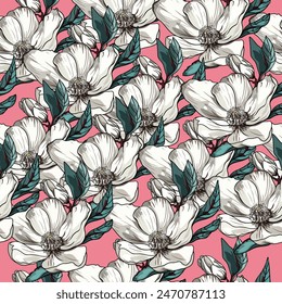 Vector floral pattern. Flowers on a colored background. Abstraction pattern for printing on paper, postcards, baby clothes, bed