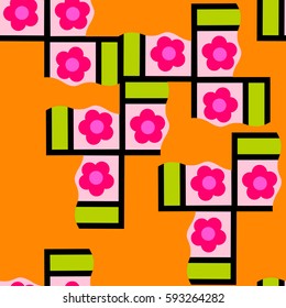 Vector floral pattern with flowers. Retro background