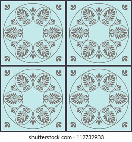 Vector floral pattern. Greek ornament. Seamless tiles