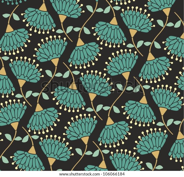 Vector Floral Pattern Green Daisy Flowers Stock Vector (Royalty Free ...