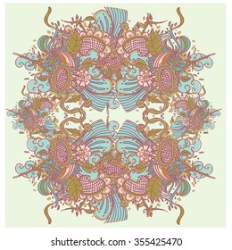 Vector Floral Pattern .Hand Drawn Floral Texture, Decorative Flowers