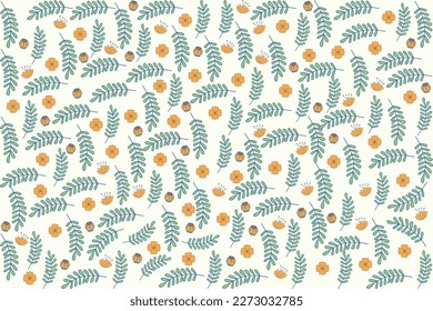 
vector floral pattern. floral and leaf motifs arranged randomly for textile print, wrapping paper or packaging.