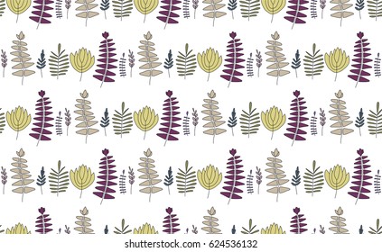 Vector floral pattern  with leaves. Gentle, spring floral background.