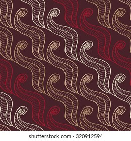 Vector Floral Pattern with leaves. Seamless hand drawn doodle background for textile or wallpaper