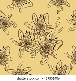 Vector floral pattern with lilies 