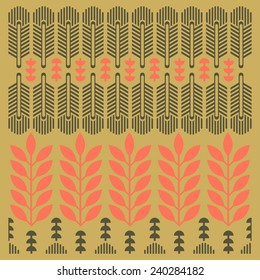 Vector floral pattern. Linear composition of stylized plants.