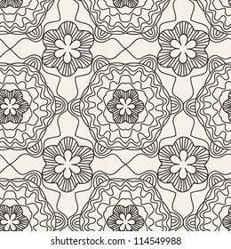 Vector floral pattern. Mosaic ornament. Seamless tiles