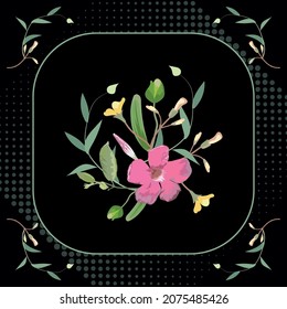 Vector floral pattern on dark background for textile design, scarf, shawl, hijab, tablecloth