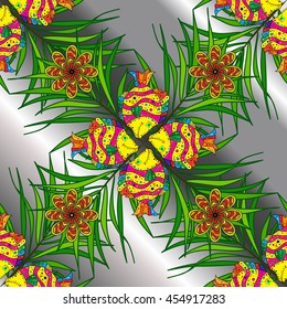 Vector floral pattern on gray gradient background.