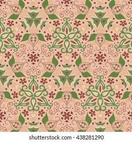 Vector floral pattern on pink background