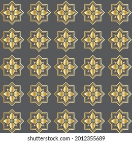 ornamento vectorial de patrón floral con marco octogonal sin costura