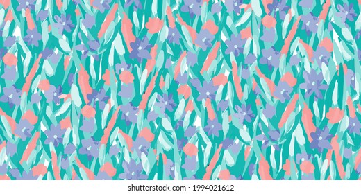 Patrón vectorial floral en estilo de pintura. Patrón sin brillo para tela, chintz, diseño.