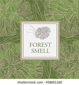Vector floral pattern. Pine cones on a green background. Forest ornament